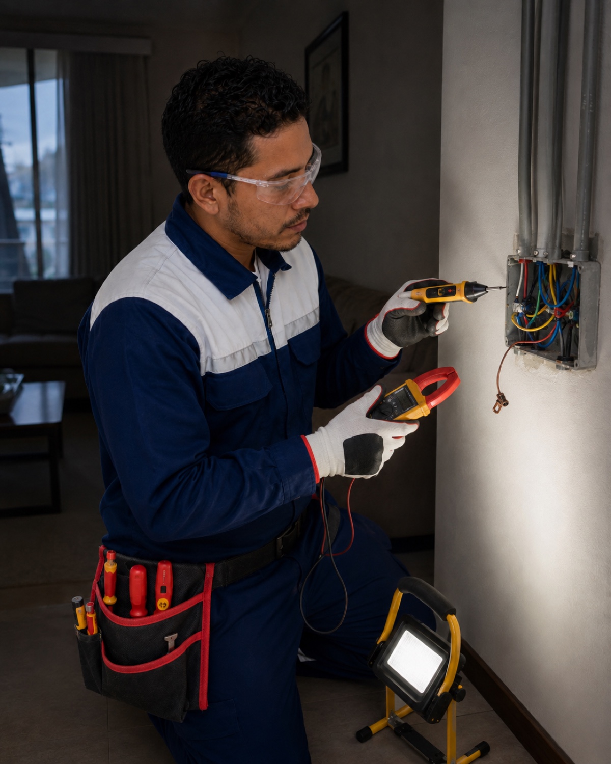 Técnico de HomeService revisando un cortocircuito en Quito